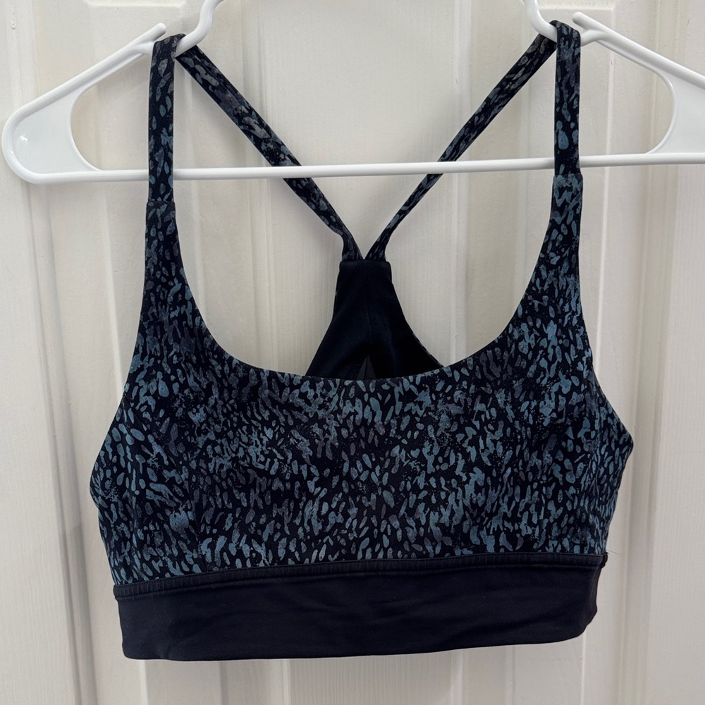 Lululemon Athletica Black and Blue Patterned Sports Bra